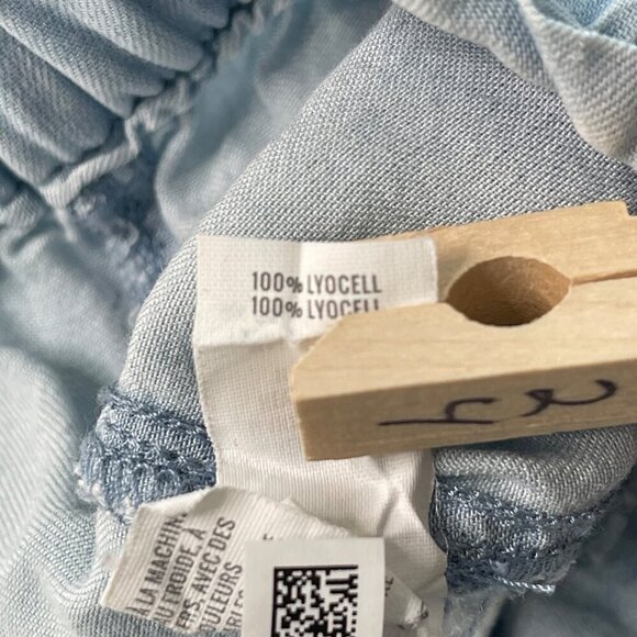 Aerie Chambray Paper Bag Lyocell Camp Shorts XS High Waist Belted Cuffed Blue - Picture 5 of 10